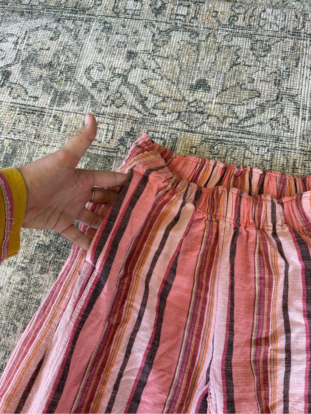 Free People Days End Cotton & LinenStriped Wide-Leg Pants Flowy Size Large - Picture 5 of 9
